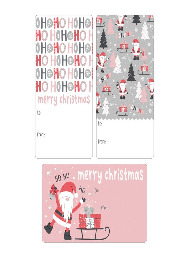 DISTINCTIVS Pink Christmas Gift Tags, Peel and Stick Christmas Gift Tags - 42 Count, Pink Santa Stickers - Image 1